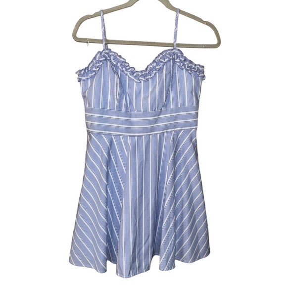 Altar’d State Mini Ruffled Spaghetti Strap Striped Dress (medium) - Picture 1 of 5